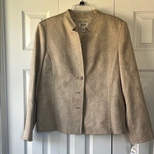 Talbots Textured Cream/Gold Women's Blazer Size 14
